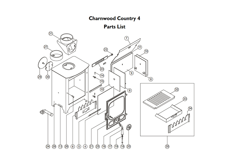 Charnword Country Stoves Spair Parts